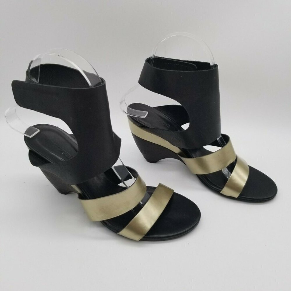 Vic Matie Women Black Silver Open Toe Leather‎ Heel